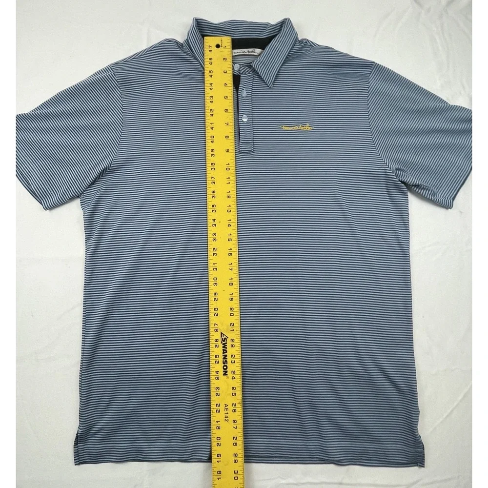 TRAVIS MATHEW POLO SHIRT MENS XL BLUE GREY STRIPED GOLF POLO SHORT SLEEVE CLUB